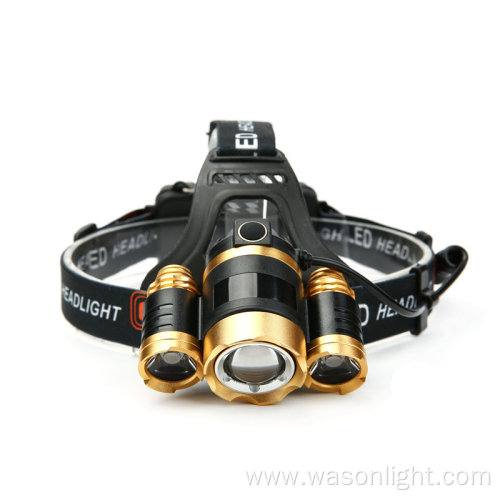 Waterproof Zoomable Bright Rechargeable Headlight Flashlight